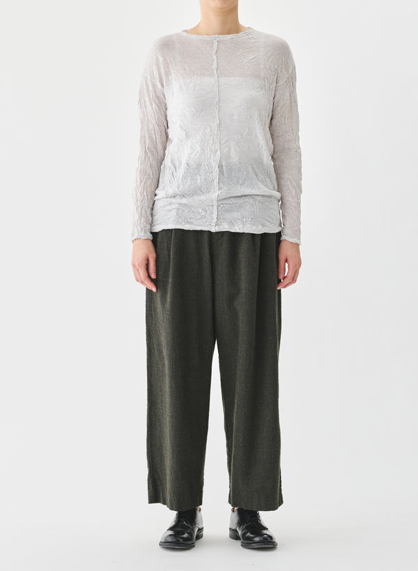 Pas De Calais - Wool Gauze Crinkle Drop - Shoulder Jersey Pullover Light Gray