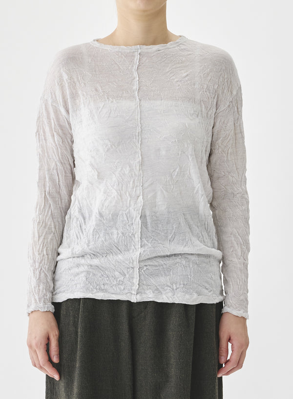 Pas De Calais - Wool Gauze Crinkle Drop - Shoulder Jersey Pullover Light Gray