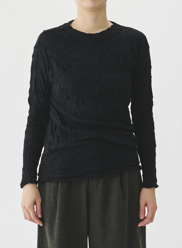 Pas De Calais - Wool Gauze Crinkle Drop - Shoulder Jersey Pullover Black