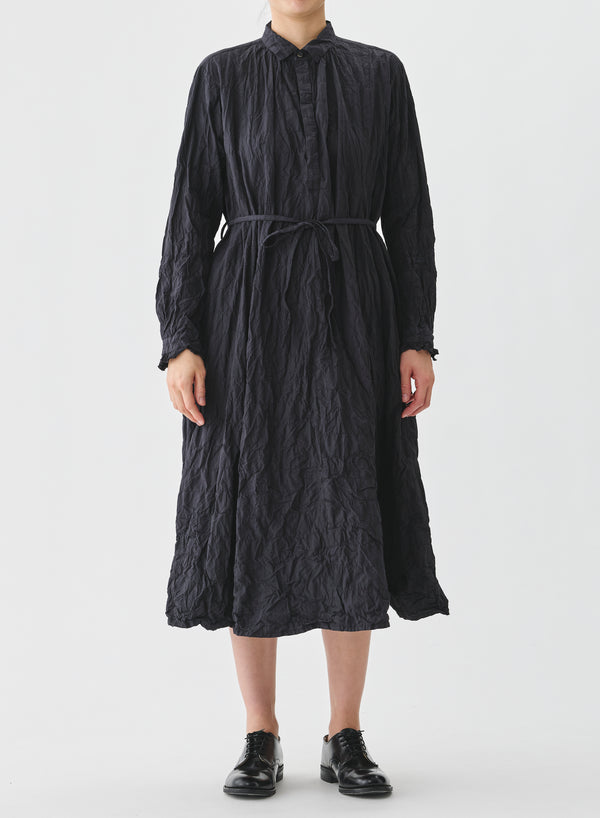 Pas De Calais - Crinkle Cotton Stripe Dress Charcoal