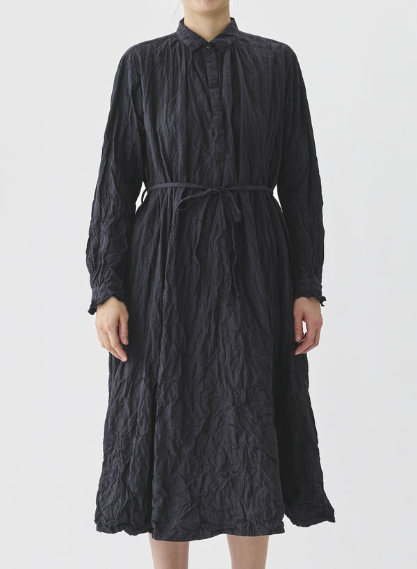 Pas De Calais - Crinkle Cotton Stripe Dress Charcoal