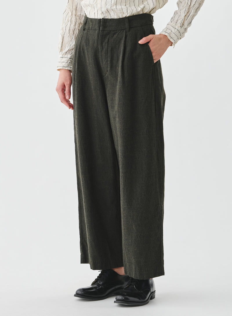 Pas De Calais - Washed Cotton Wool Wide Pants