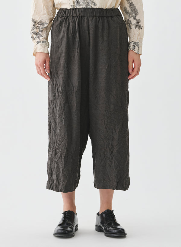 Pas De Calais - Light Twill Crinkle Drop Crotch Pants Brown