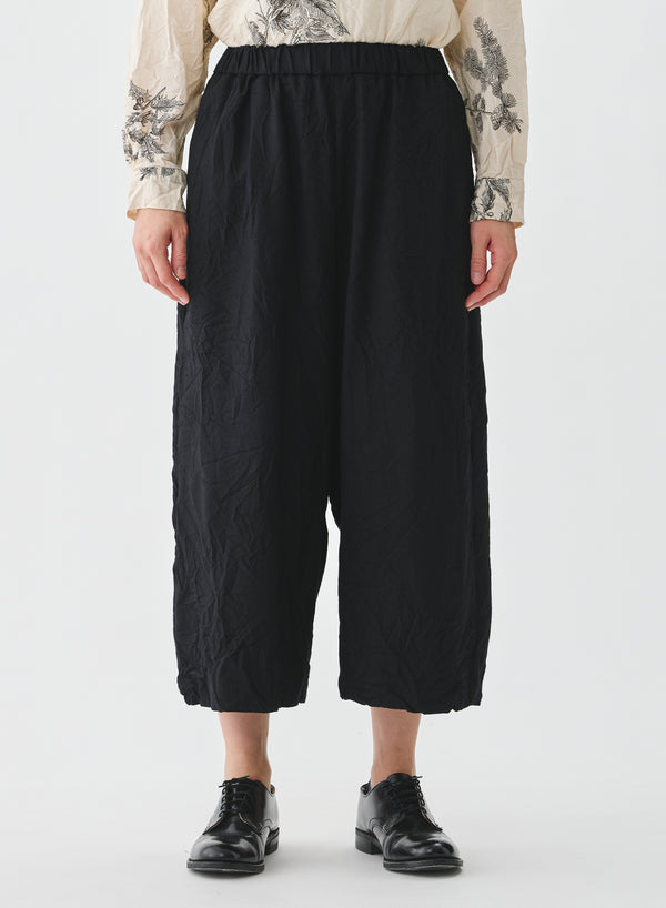 Pas De Calais - Light Twill Crinkle Drop Crotch Pants Black