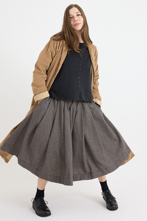 Album Di Famiglia - Pleated Skirt Pied-De-Poule - Coffee