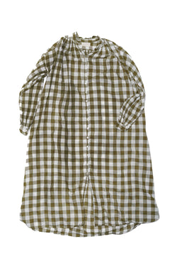 Metta - Bernadette Dress - Olive Check Cotton Voile