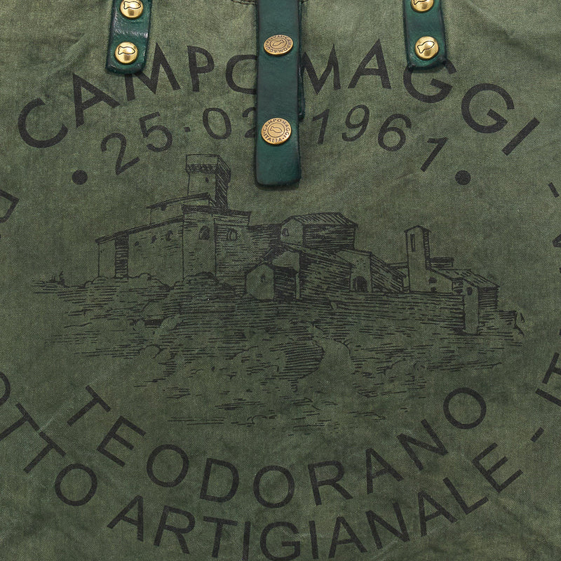 Campomaggi - Canvas Shopping bag - Beige + Bottle Green