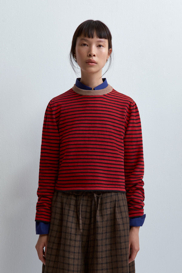 Cordera - Merino Wool Striped T-Shirt Red