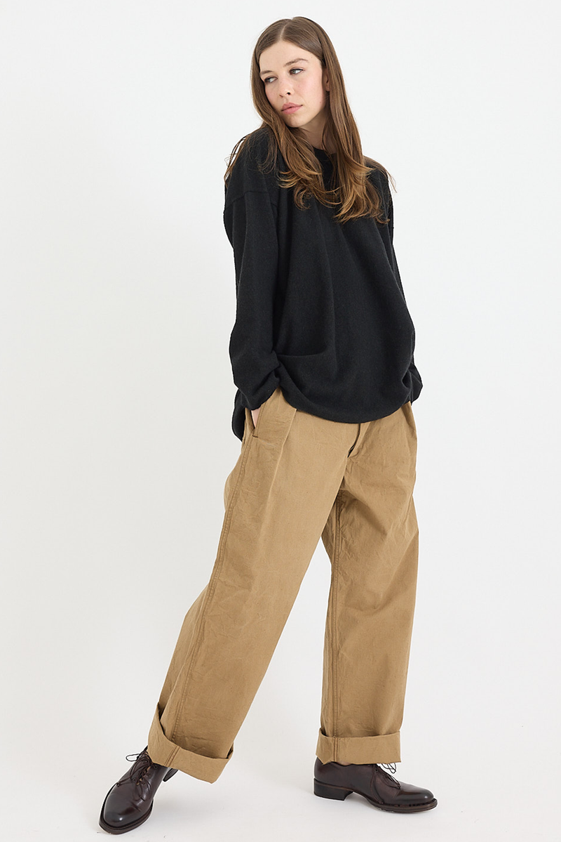 Kaval - One Tuck Buckle Pants - Natural Chino