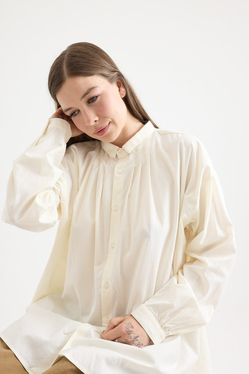 Kaval - Wide Gather Blouse - Natural