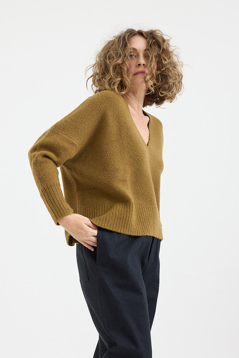 7115 by Szeki - Merino Yak V-Neck Sweater