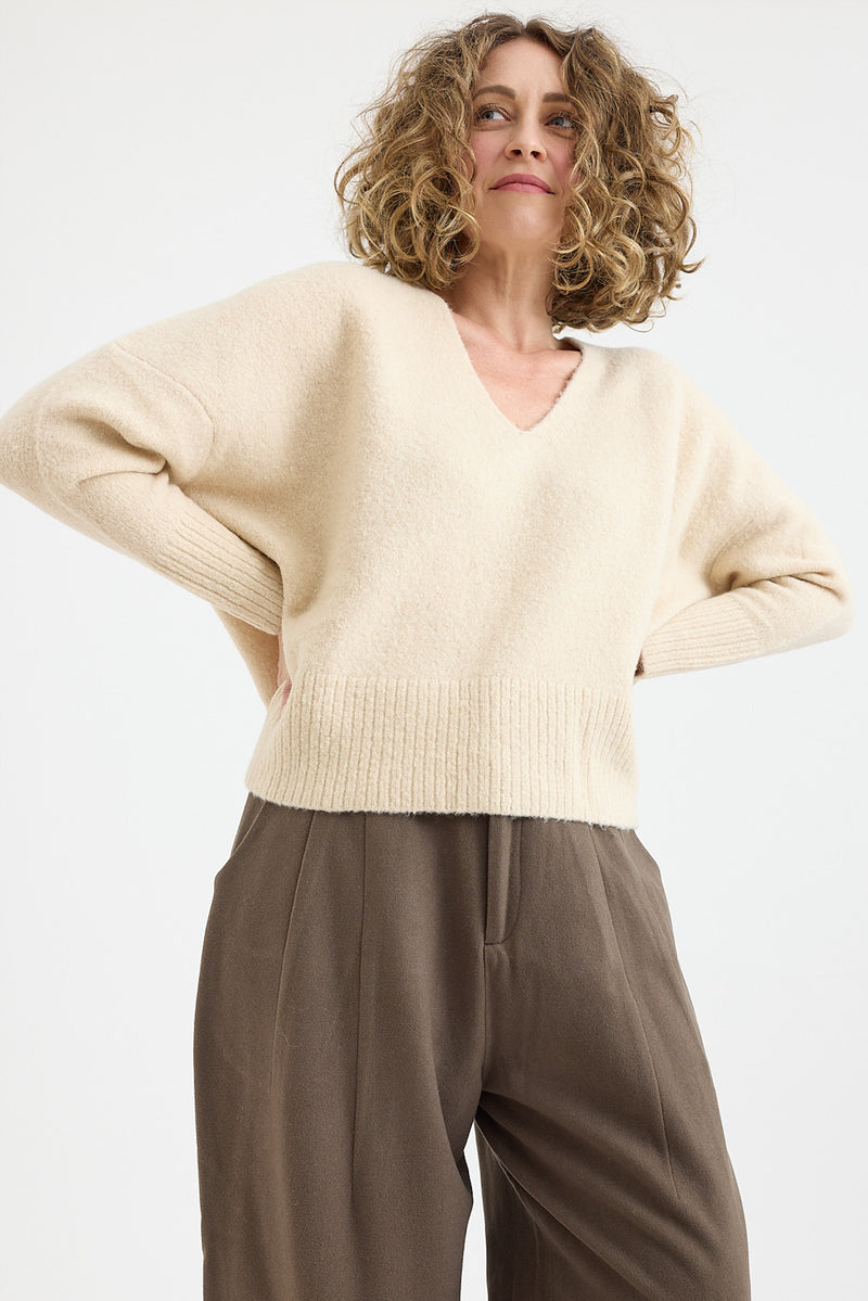 7115 by Szeki - Merino Yak V-Neck Sweater