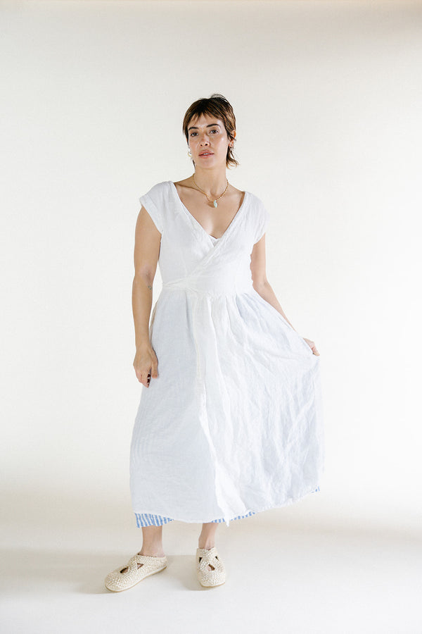 Metta - Naoko Reversible Wrap Dress - Mid Weight Linen