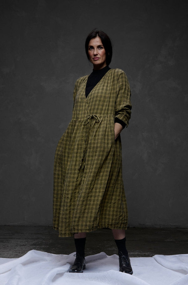 Metta - Amelie Wrap Dress - Textured Linen Check