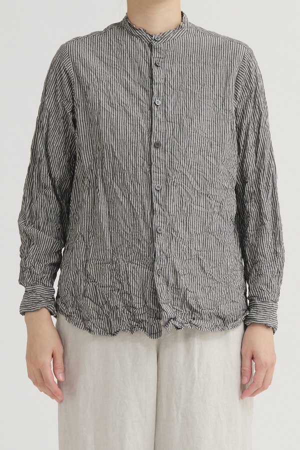 Pas de Calais - C/L Stripe Stand Collar Shirt