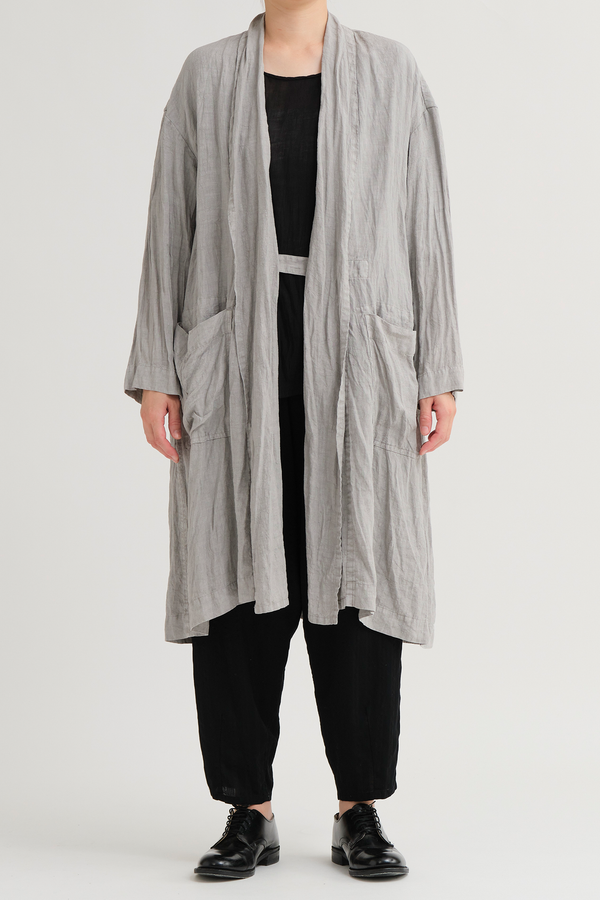 Pas de Calais - French Linen Robe Coat - Grey