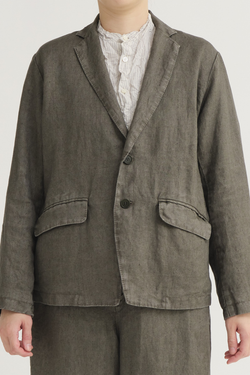 Pas de Calais - Linen Twill Tailored Jacket - Khaki