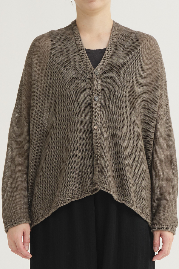 Pas de Calais - Normandy Vintage Linen Cardigan - Greige