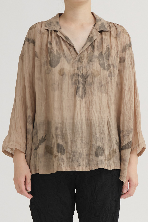 Pas de Calais - Washed Ramie Bundle Dye Pullover Blouse