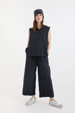 SCHA - Wide Leg Pants Long - Anthracite