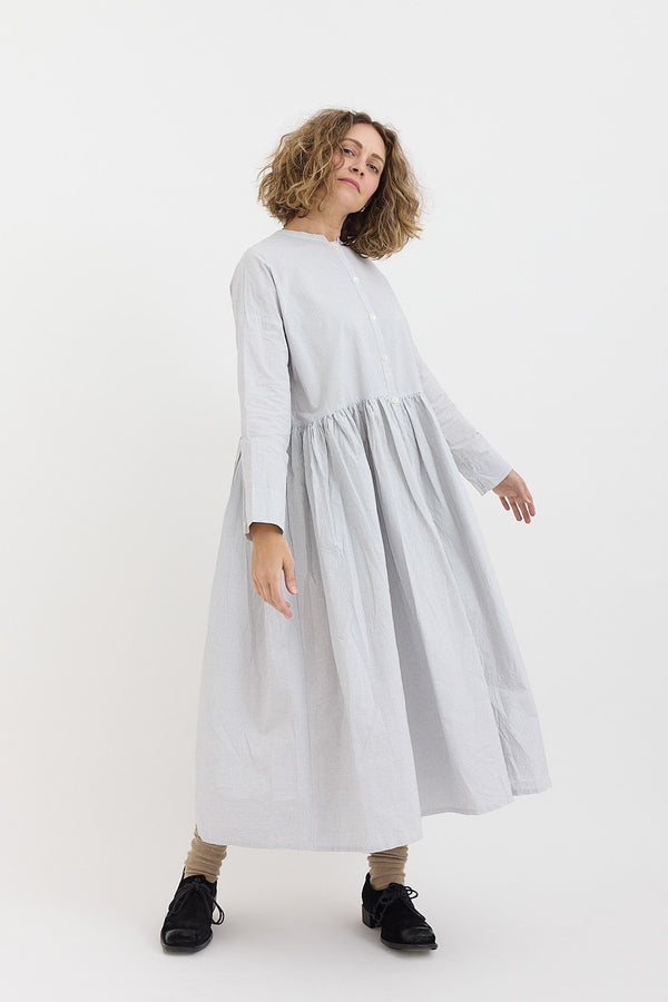 Gauze - Switching Gather Shirt Dress