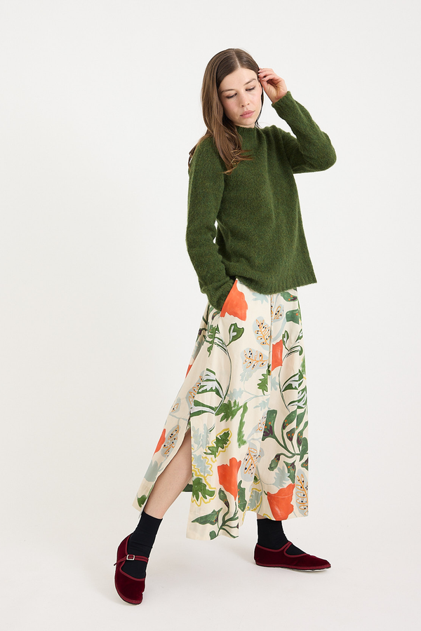 Toast - Foliage Print Poplin Skirt