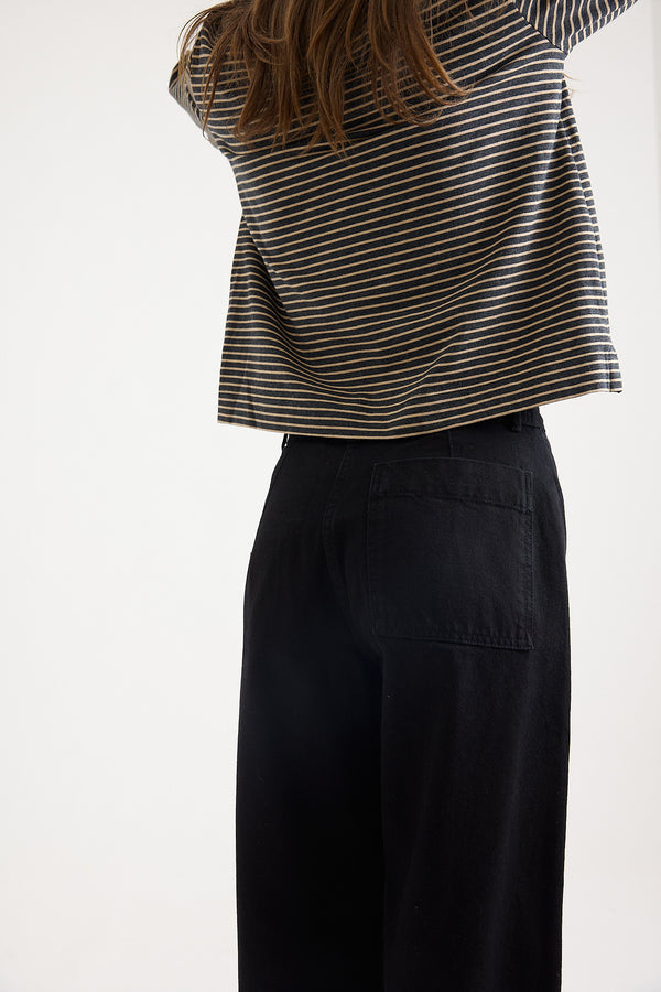 Toast - Black Denim Straight Leg Trousers