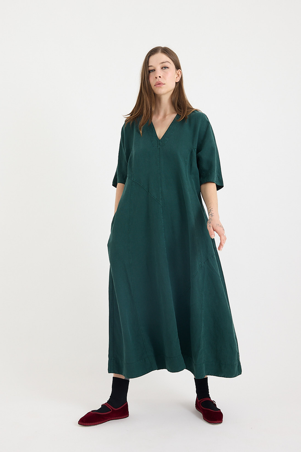 Toast - Linen Herringbone Panel Dress