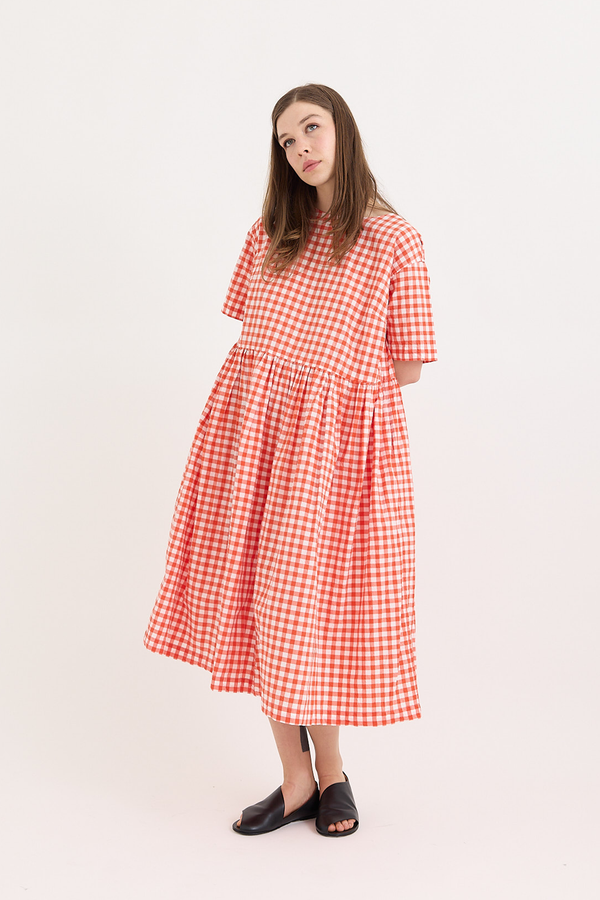 Veritecoeur - Gingham Check Gathered Dress