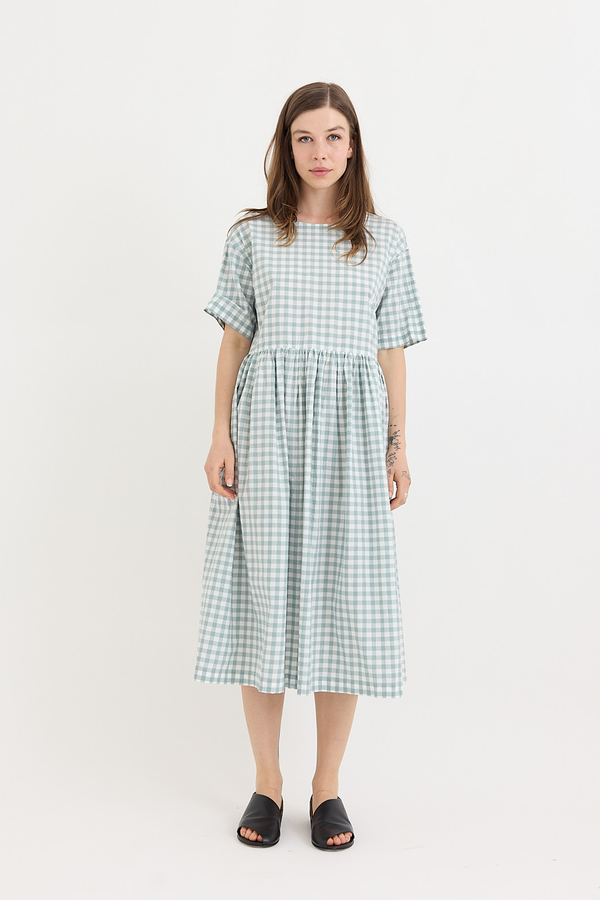 Veritecoeur - Gingham Check Gathered Dress