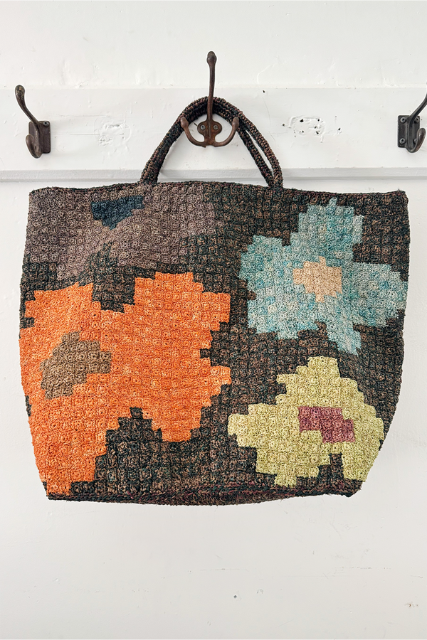 Sophie Digard - Raffia Bag - Pixelated Flowers