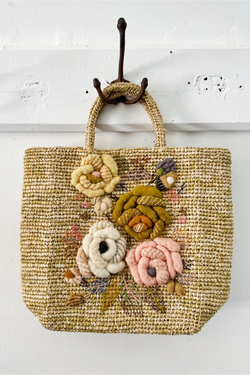 Sophie Digard - Raffia Basket - Wool Roses